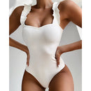 Gossina 2021 Neue Sexy Weibliche Badeanzug Vintage One Piece Gekräuselte Push Up Feste Rote Bademode Frauen Monokini Gepolsterte Badeanzüge