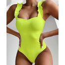 Gossina 2021 Neue Sexy Weibliche Badeanzug Vintage One Piece Gekräuselte Push Up Feste Rote Bademode Frauen Monokini Gepolsterte Badeanzüge