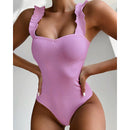 Gossina 2021 Neue Sexy Weibliche Badeanzug Vintage One Piece Gekräuselte Push Up Feste Rote Bademode Frauen Monokini Gepolsterte Badeanzüge