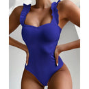Gossina 2021 Neue Sexy Weibliche Badeanzug Vintage One Piece Gekräuselte Push Up Feste Rote Bademode Frauen Monokini Gepolsterte Badeanzüge