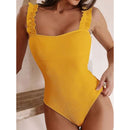Gossina 2021 Neue Sexy Weibliche Badeanzug Vintage One Piece Gekräuselte Push Up Feste Rote Bademode Frauen Monokini Gepolsterte Badeanzüge