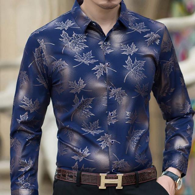 2022 New Social Long Sleeve Maple Leaf Designer Shirts Men Slim Fit Vintage Fashions Men&