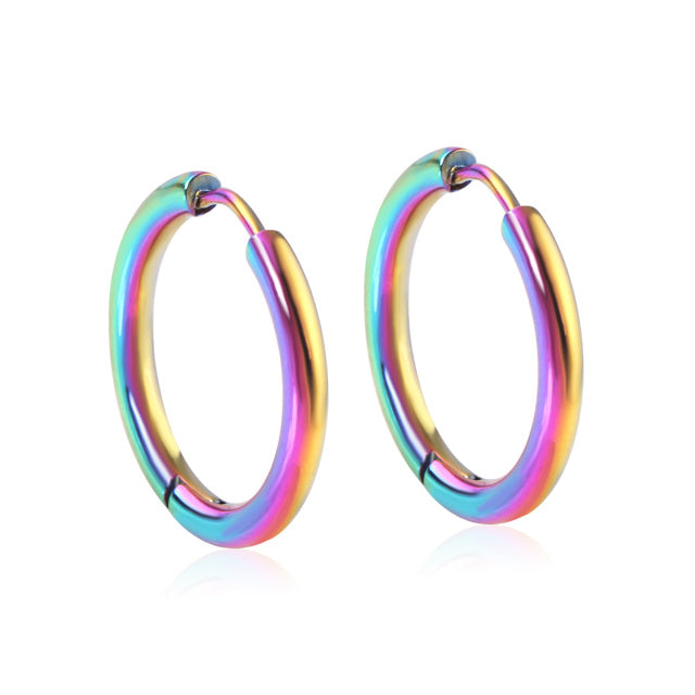 LUXUSTEEL 1Pairs/2pcs Trendy Small Hoop Earrings Women Girl Coloful Round Circle Earring 2022 Anti-allergy Brinco Accessories