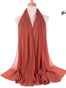 72 * 175 cm Muslim Chiffon Hijab Schals Schal Frauen Einfarbig Kopf Wraps Frauen Hijabs Schals Damen Foulard Femme Muslim Veil