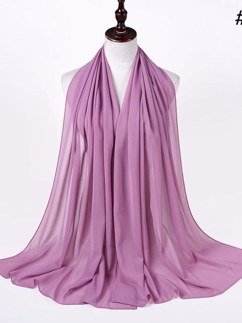 72*175cm Muslim Chiffon Hijab Shawls Scarf Women Solid Color Head Wraps Women Hijabs Scarves Ladies Foulard Femme Muslim Veil