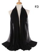 72 * 175 cm Muslim Chiffon Hijab Schals Schal Frauen Einfarbig Kopf Wraps Frauen Hijabs Schals Damen Foulard Femme Muslim Veil