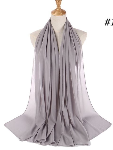 72*175cm Muslim Chiffon Hijab Shawls Scarf Women Solid Color Head Wraps Women Hijabs Scarves Ladies Foulard Femme Muslim Veil