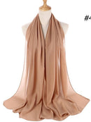 72 * 175 cm Muslim Chiffon Hijab Schals Schal Frauen Einfarbig Kopf Wraps Frauen Hijabs Schals Damen Foulard Femme Muslim Veil