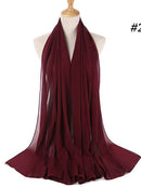 72 * 175 cm Muslim Chiffon Hijab Schals Schal Frauen Einfarbig Kopf Wraps Frauen Hijabs Schals Damen Foulard Femme Muslim Veil