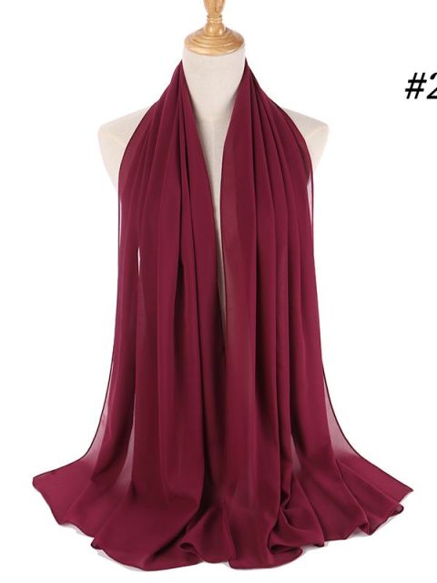 72*175cm Muslim Chiffon Hijab Shawls Scarf Women Solid Color Head Wraps Women Hijabs Scarves Ladies Foulard Femme Muslim Veil