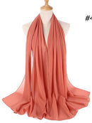 72 * 175 cm Muslim Chiffon Hijab Schals Schal Frauen Einfarbig Kopf Wraps Frauen Hijabs Schals Damen Foulard Femme Muslim Veil