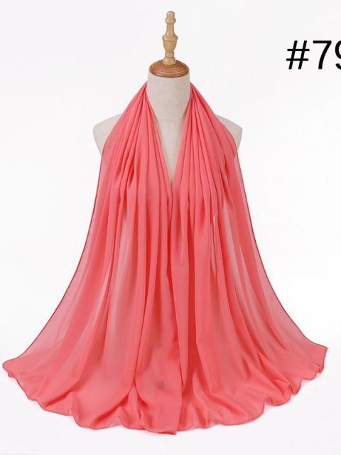 72 * 175 cm Muslim Chiffon Hijab Schals Schal Frauen Einfarbig Kopf Wraps Frauen Hijabs Schals Damen Foulard Femme Muslim Veil