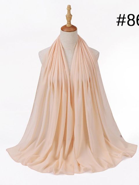 72*175cm Muslim Chiffon Hijab Shawls Scarf Women Solid Color Head Wraps Women Hijabs Scarves Ladies Foulard Femme Muslim Veil