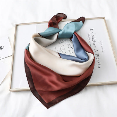 2022 Summer Luxury Brand Silk Scarf Square Women Shawls And Wraps Fashion Office Small Hair Neck Hijabs Foulard Scarves 70*70cm