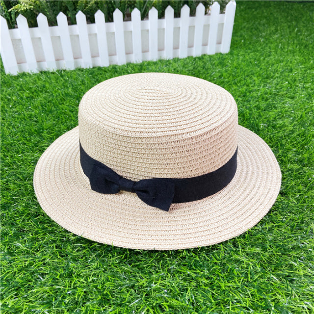 Sombrero para mujer, sombrero de Panamá, sombrero de playa de verano, sombrero informal para mujer, gorra de paja de ala plana para niñas, sombrero para el sol para niñas, sombrero femenino