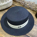 Sombrero para mujer, sombrero de Panamá, sombrero de playa de verano, sombrero informal para mujer, gorra de paja de ala plana para niñas, sombrero para el sol para niñas, sombrero femenino