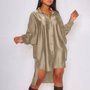 ZANZEA 2022 Stylish Satin Shirt Dress Women&