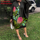 Partykleid Robe Frauen Langarm Leopardenmuster Midikleid 2022 VONDA Herbst Beiläufige Lose Urlaub Langes Hemd Vestido Übergroß