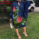 Partykleid Robe Frauen Langarm Leopardenmuster Midikleid 2022 VONDA Herbst Beiläufige Lose Urlaub Langes Hemd Vestido Übergroß