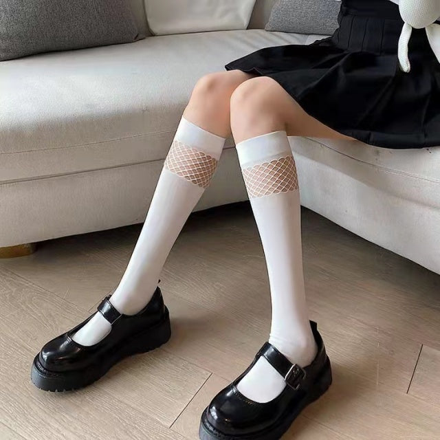 Nuevos Medias sexis a rayas blancas y negras, calcetines largos para mujer, terciopelo por encima de la rodilla, Medias altas hasta el muslo, disfraces de Cosplay de Lolita de Anime para chicas
