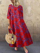 2022 Herbst Sommer ZANZEA Faltenkleid Frauen Vintage Vestidos Robe Gedruckt Lange Maxi Kleider Femme 3/4 Ärmel Tunika