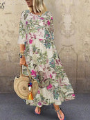 2022 Herbst Sommer ZANZEA Faltenkleid Frauen Vintage Vestidos Robe Gedruckt Lange Maxi Kleider Femme 3/4 Ärmel Tunika