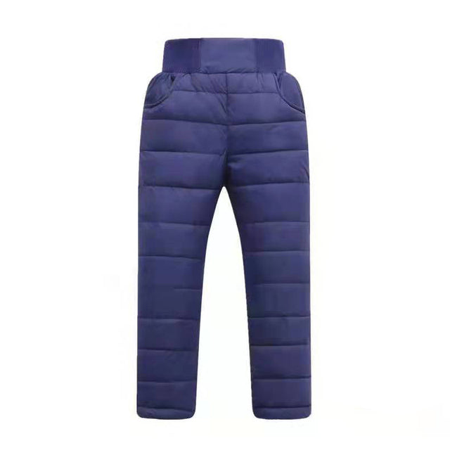 Casual Girl Boy Winter Pants Cotton Padded Thick Warm Trousers Waterproof Ski Pants 10 Years Elastic High Waisted Baby Kid Pant