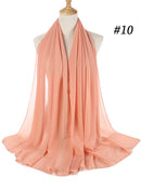Einfarbiger Chiffon-Schal, Hijab-Stirnband, weiblicher islamischer Kopfbedeckungswickel für Frauen, muslimischer Jersey, Hijabs, Haarschals, Kopftuch