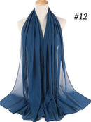 Einfarbiger Chiffon-Schal, Hijab-Stirnband, weiblicher islamischer Kopfbedeckungswickel für Frauen, muslimischer Jersey, Hijabs, Haarschals, Kopftuch