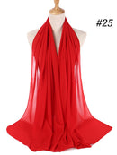 Einfarbiger Chiffon-Schal, Hijab-Stirnband, weiblicher islamischer Kopfbedeckungswickel für Frauen, muslimischer Jersey, Hijabs, Haarschals, Kopftuch