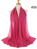 Einfarbiger Chiffon-Schal, Hijab-Stirnband, weiblicher islamischer Kopfbedeckungswickel für Frauen, muslimischer Jersey, Hijabs, Haarschals, Kopftuch