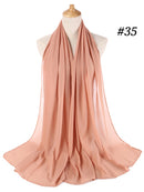 Einfarbiger Chiffon-Schal, Hijab-Stirnband, weiblicher islamischer Kopfbedeckungswickel für Frauen, muslimischer Jersey, Hijabs, Haarschals, Kopftuch