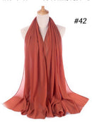 Einfarbiger Chiffon-Schal, Hijab-Stirnband, weiblicher islamischer Kopfbedeckungswickel für Frauen, muslimischer Jersey, Hijabs, Haarschals, Kopftuch