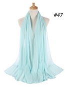 Einfarbiger Chiffon-Schal, Hijab-Stirnband, weiblicher islamischer Kopfbedeckungswickel für Frauen, muslimischer Jersey, Hijabs, Haarschals, Kopftuch