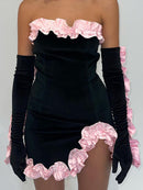 Nsauye 2021 Lange Puffärmel Schulterfrei Herbst Winter Elegante Abendgesellschaft Weiß Schwarz Minikleid Sexy Frauen Kawaii Kleider