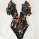 2021 New Sexy Ruffle Print Floral One Piece Badeanzug weg von der Schulter-Badebekleidung Frauen Solid Deep-V Beachwear Badeanzug Monkini