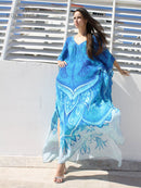 2022 Sexy Kalte Schulter V-Ausschnitt Fledermäuse Ärmel Lose Sommer Strandkleid Plus Größe Frauen Beachwear Kaftan Schwarzes Kleid Q943