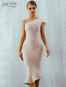 Adyce 2022 neue Sommer-Frauen-Verband-Kleid reizvolle eine Schulter ärmellose Rüschen Nachtklub-Berühmtheits-Abend-Partei-Meerjungfrau-Kleider