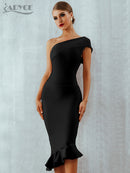 Adyce 2022 neue Sommer-Frauen-Verband-Kleid reizvolle eine Schulter ärmellose Rüschen Nachtklub-Berühmtheits-Abend-Partei-Meerjungfrau-Kleider