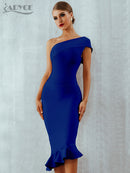 Adyce 2022 neue Sommer-Frauen-Verband-Kleid reizvolle eine Schulter ärmellose Rüschen Nachtklub-Berühmtheits-Abend-Partei-Meerjungfrau-Kleider