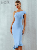 Adyce 2022 neue Sommer-Frauen-Verband-Kleid reizvolle eine Schulter ärmellose Rüschen Nachtklub-Berühmtheits-Abend-Partei-Meerjungfrau-Kleider