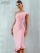 Adyce 2022 neue Sommer-Frauen-Verband-Kleid reizvolle eine Schulter ärmellose Rüschen Nachtklub-Berühmtheits-Abend-Partei-Meerjungfrau-Kleider