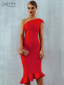 Adyce 2022 neue Sommer-Frauen-Verband-Kleid reizvolle eine Schulter ärmellose Rüschen Nachtklub-Berühmtheits-Abend-Partei-Meerjungfrau-Kleider