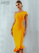 Adyce 2022 neue Sommer-Frauen-Verband-Kleid reizvolle eine Schulter ärmellose Rüschen Nachtklub-Berühmtheits-Abend-Partei-Meerjungfrau-Kleider