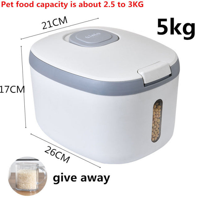 Küchenbehälter 5 kg 10 kg Eimer Nano insektenfest, feuchtigkeitsfest, Reisbox, getreideversiegeltes Glas, Aufbewahrungsbox für Haustier, Hundefutter