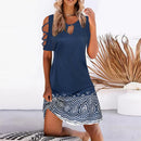 Vestidos de fiesta con estampado Floral para mujer, minivestido Sexy de verano de manga corta con cuello redondo para mujer, vestido elegante con diseño calado 2022