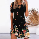 Vestidos de fiesta con estampado Floral para mujer, minivestido Sexy de verano de manga corta con cuello redondo para mujer, vestido elegante con diseño calado 2022