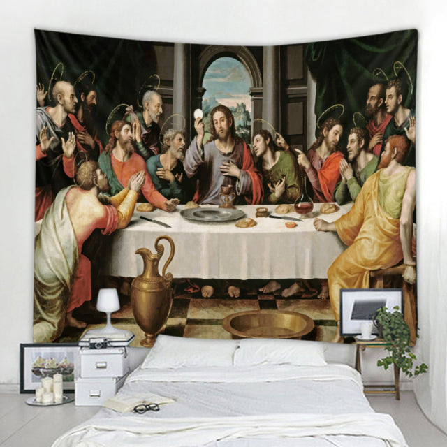 Tapiz de la última cena, reproducción de lienzo, arte de pared clásico, decoración de lienzo, mantas grandes, varios tamaños