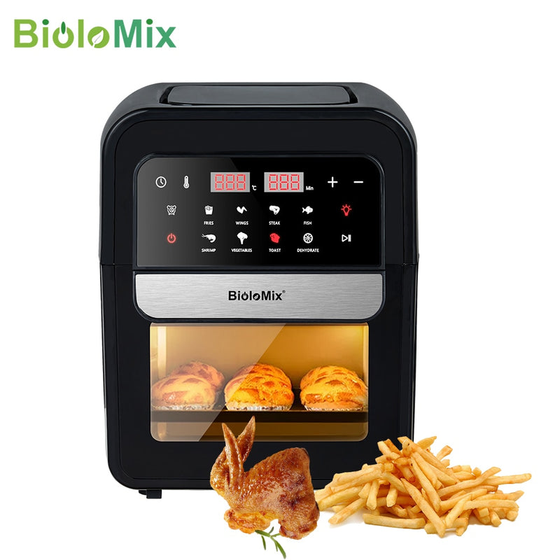 BioloMix Multifunktionale 7-l-Luftfritteuse ohne Ölelektroofen, Dehydrator, Konvektionsofen, Touchscreen-Voreinstellungen Frittieren, Braten