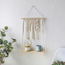 Makramee-Wandregal Boho Home Decor Regale an der Wand Kerzenhalter Schwebendes Regal für Schlafzimmer Holzdekoration Kinderregal